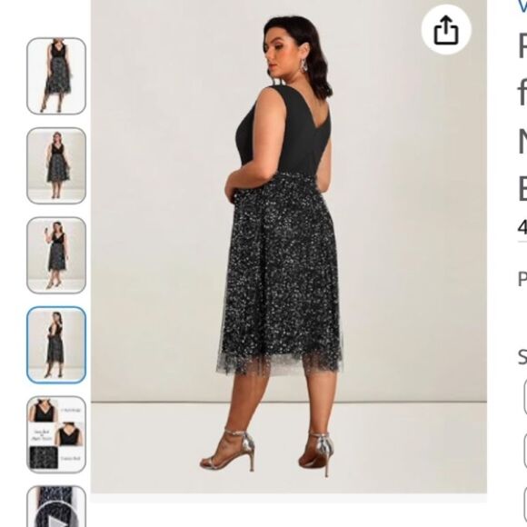 Amazon Black Glitter Evening Dress Sz XL - Picture 4 of 10